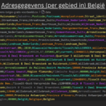 Schermafbeelding van een CSV document met adresgegevens voor België.